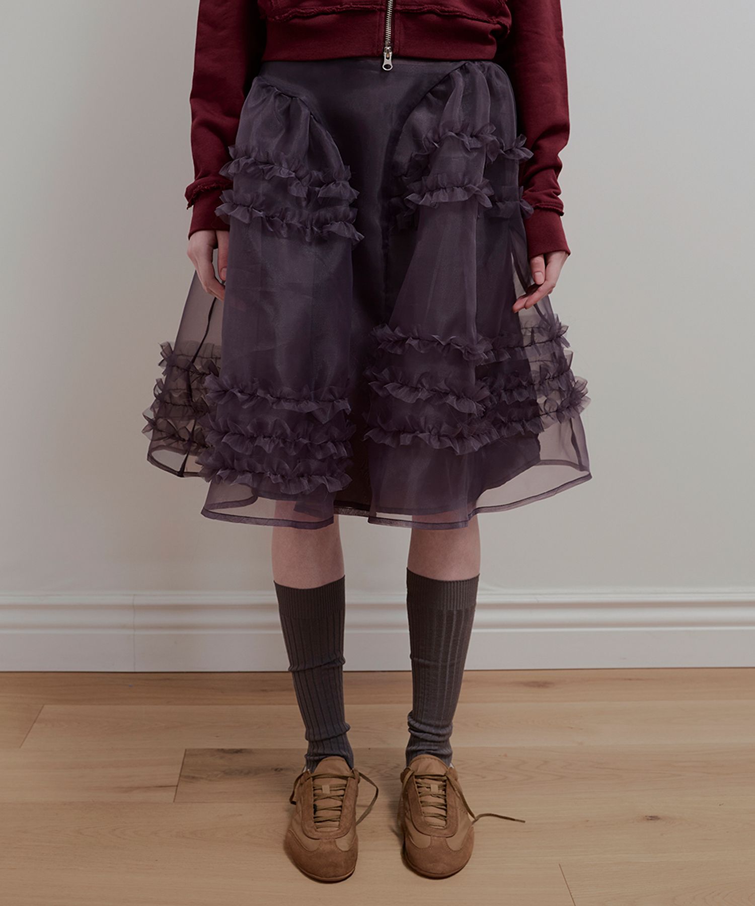 아옵트 ORGANZA FRILL LAYERED SKIRT-CREAM | 브랜드 중고거래
