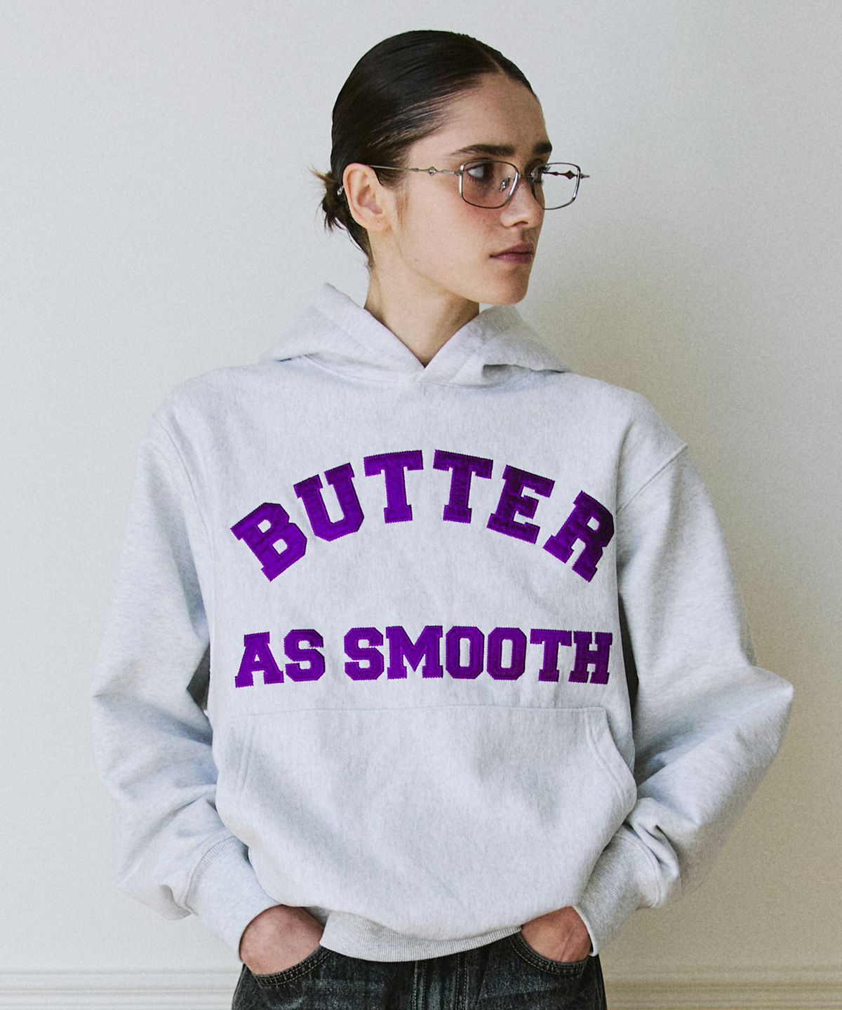 그린버터(GREENBUTTER) Patch Embroidery Hoodie (L/Melange)