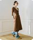 Shirring Wrap Dress (Brown)