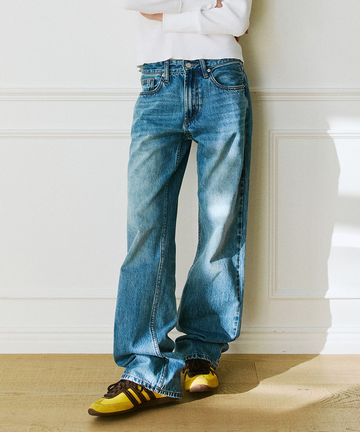 그린버터(GREENBUTTER) Wide Denim Pants (Medium blue)