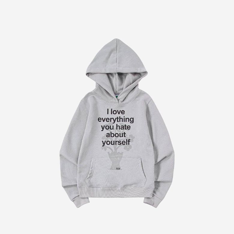 I love everything you hate about yourself MINI HOODIE -Light gray