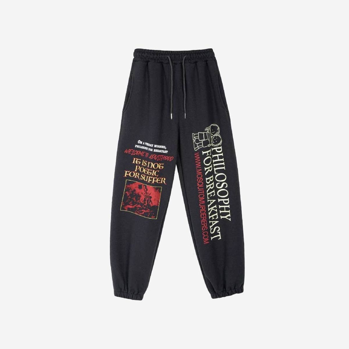 모스키토 머더러스(MOSQUITO MURDERERS) PHILOSOPHY FOR BREAKFAST WELCOME TO ADULTHOOD SWEATPANTS