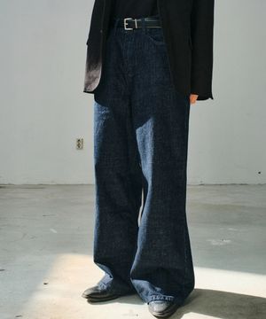 WIDE FLARED DENIM PANTS (INDIGO)