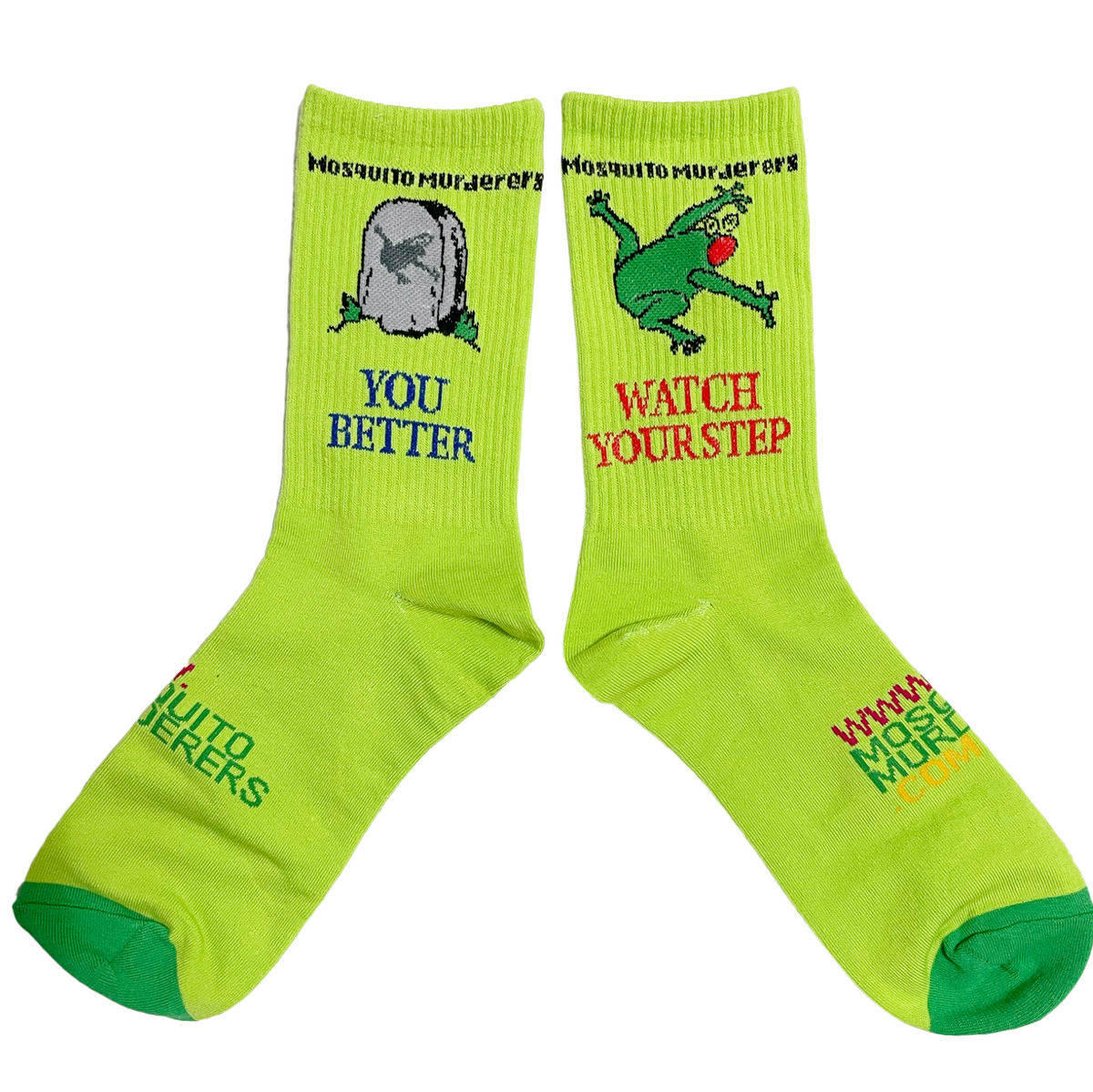 모스키토 머더러스(MOSQUITO MURDERERS) YOU BETTER WATCH YOUR STEP SOCKS -Green