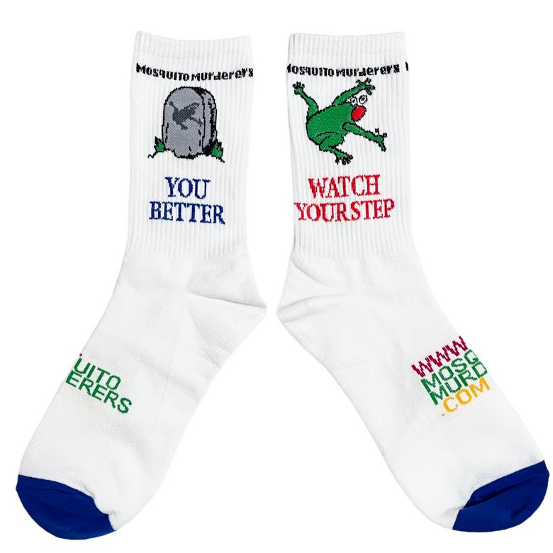 YOU BETTER WATCH YOUR STEP SOCKS -White