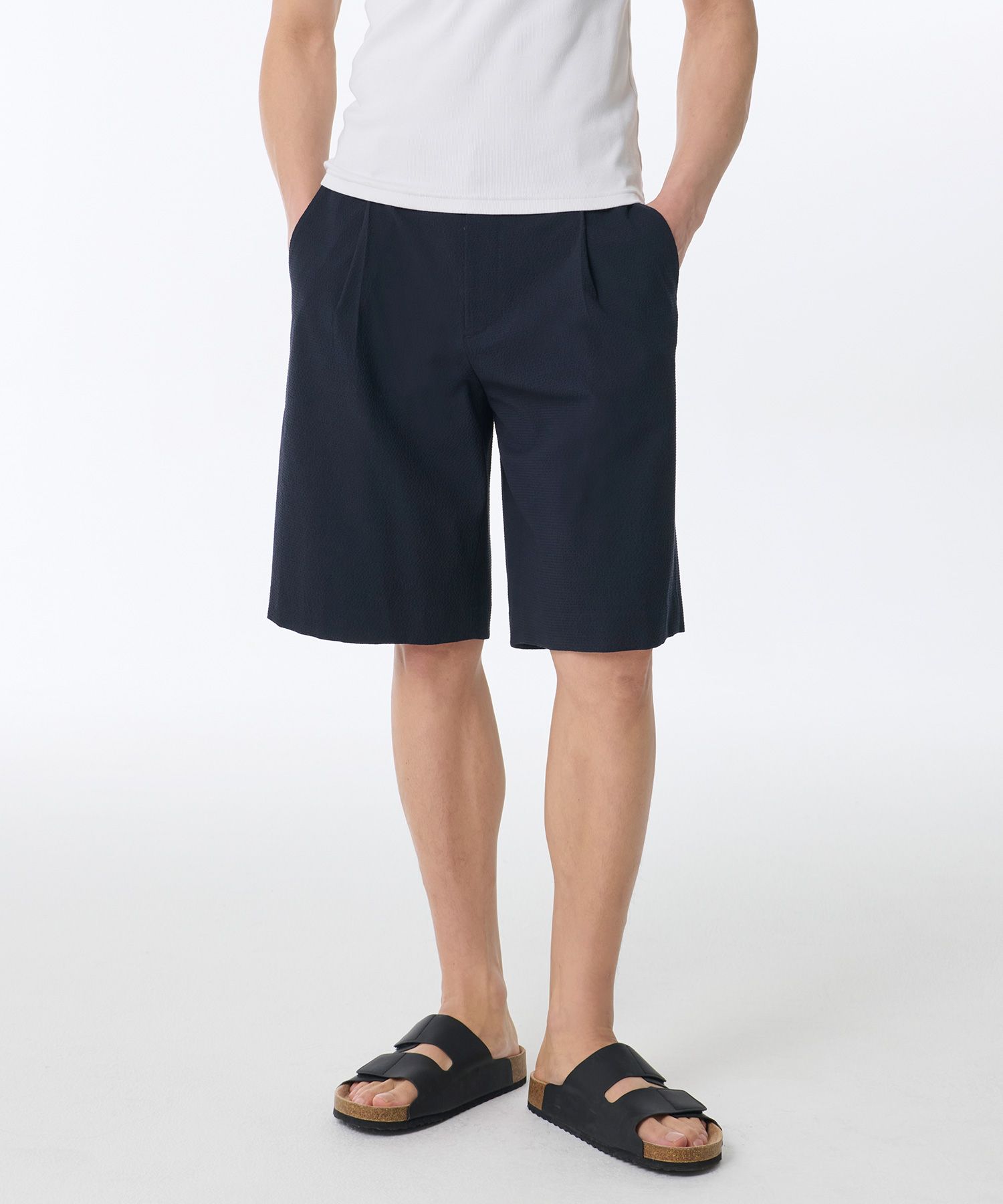 ★MUSINSA STANDARD★ Seersucker one tuck wide banding shorts MUSINSA | MUSINSA STANDARD Seersucker One Tuck Wide Banding
