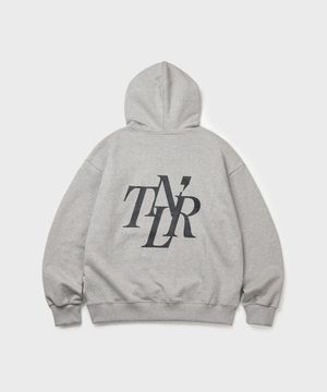 에센셜 빅 심볼 백프린트 오버사이즈 후디 멜란지 그레이