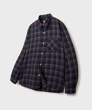 루즈핏 너드 체크 셔츠 다크 네이비