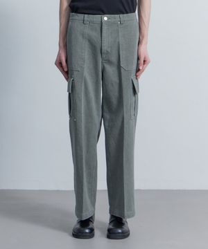 카치온 퍼티그 와이드 카고팬츠 워시드 카키