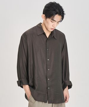 실키 스트라이프 셔츠 (BROWN)