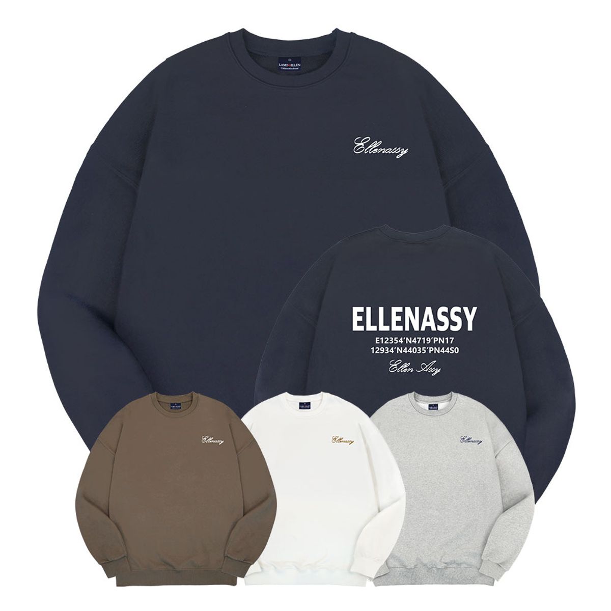 엘런아시(ELLENASSY) 엘런아시 레터링로고 오버핏 맨투맨