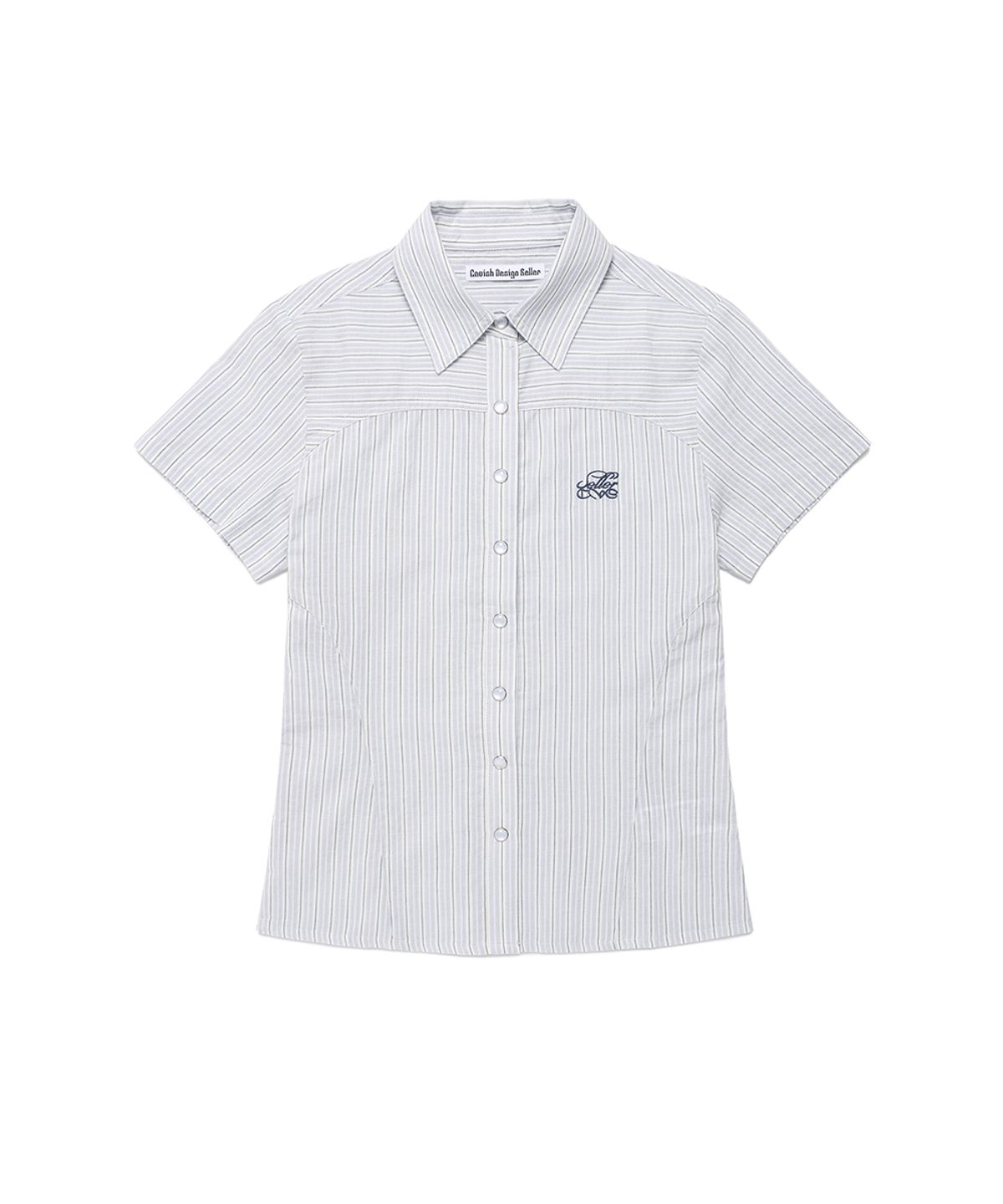 카비시(CAVISH) W STRIPED HALF SLEEVE SHIRT BLUE(CV2FMFW362A)