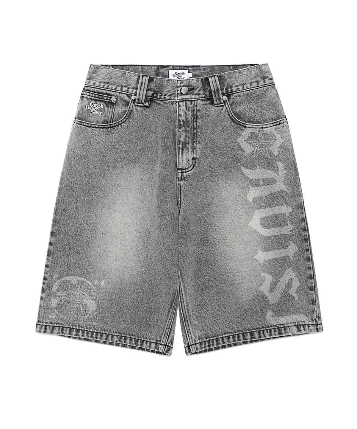 카비시(CAVISH) OVERDYED DENIM SHORTS GREY(CV2FMUD161A)