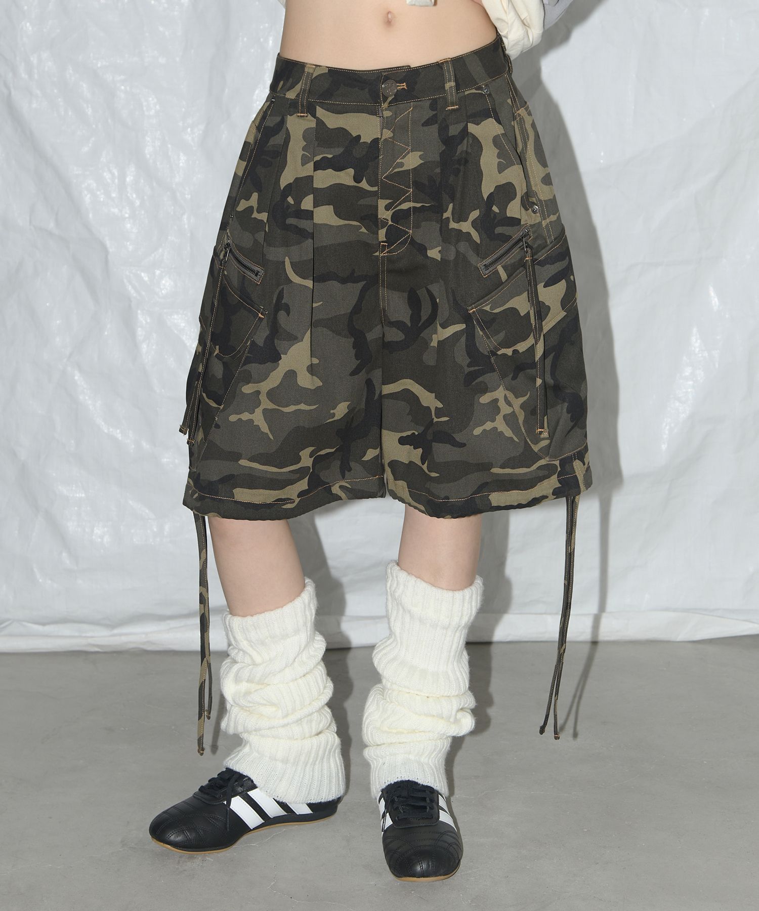 MUSINSA | FANCY CLUB Cargo Lettering Bermuda Pants (KHAKI