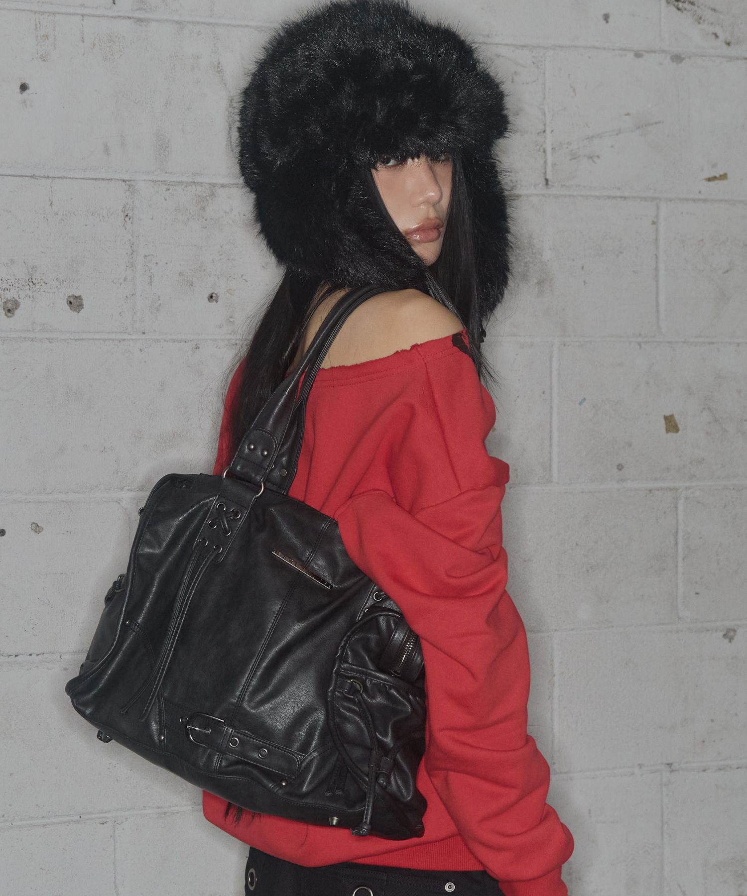 ★ NASTY FANCY CLUB★ Belted Washed Leather Bag BLACK F25QE MUSINSA公式 | FANCY CLUB Belted Washed Leather Bag (BLACK