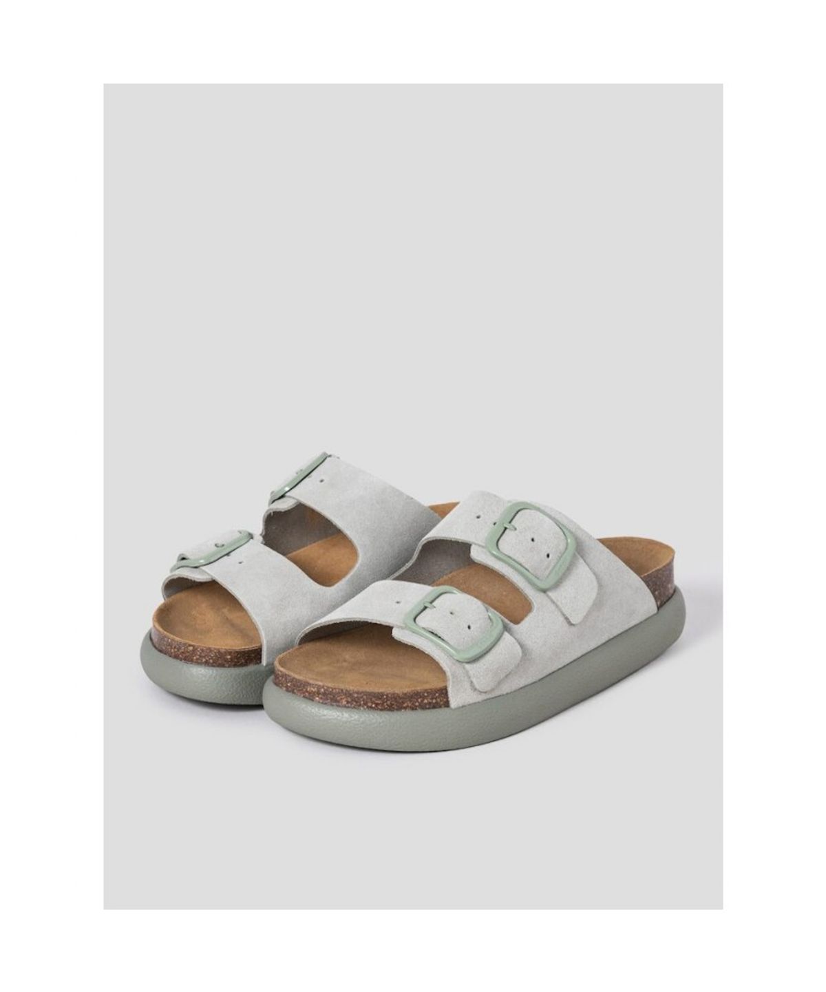 숄(SCHOLL) (WOMEN) 코르크 투스트랩 청키솔 샌들  그린 (HH54K2C12M)
