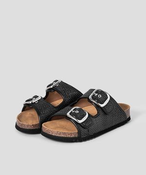 (WOMEN) 코르크 투스트랩 라피아 샌들  블랙 (HH54K2C135)