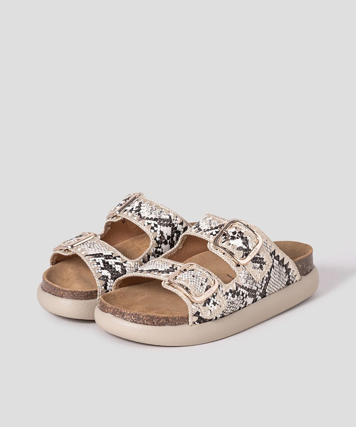 숄(SCHOLL) (WOMEN) 코르크 투스트랩 청키솔 샌들  브라운 (HH54K2C16D)