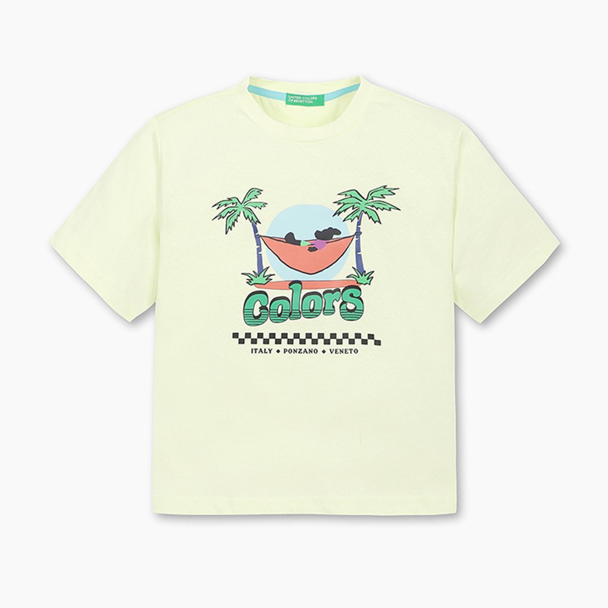 베네통키즈(BENETTONKIDS) 팜비치 그래픽 티셔츠_QATS13531YE