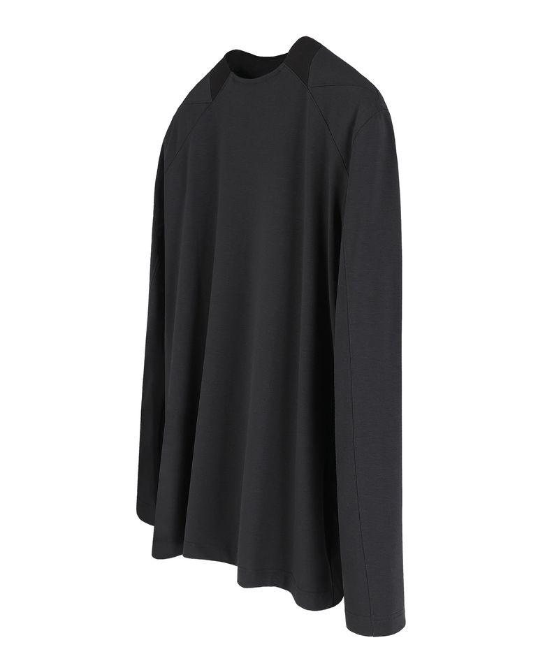 스프레드 카라 핑거홀 티셔츠 (블랙)   PF1TS1919