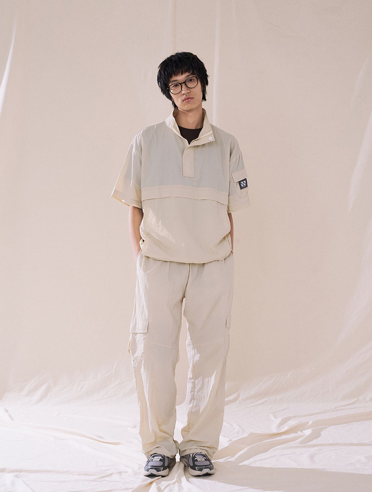 꼼소넛(COMSONNOT) Turtle Neck Anorak Long Set-Up(Beige) CSOs-015 [Unisex]