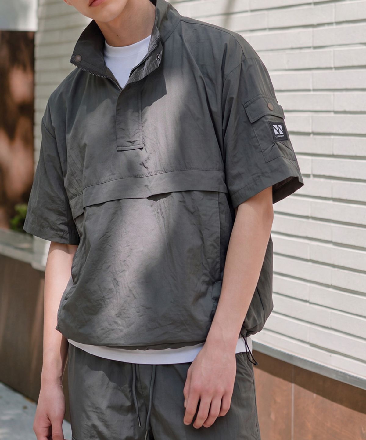꼼소넛(COMSONNOT) Turtle Neck Anorak Long Set-Up(Charcoal) CSOs-015 [Unisex]