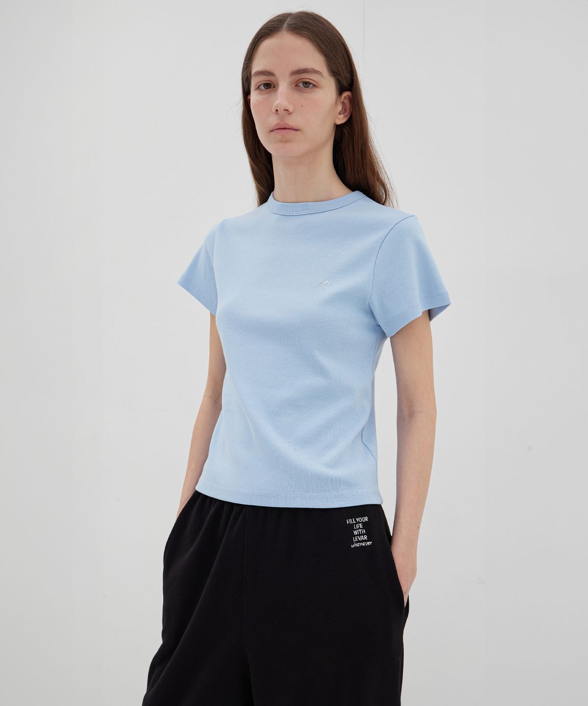 르바(LEVAR) De Base Cotton T-shirt - Sky Blue