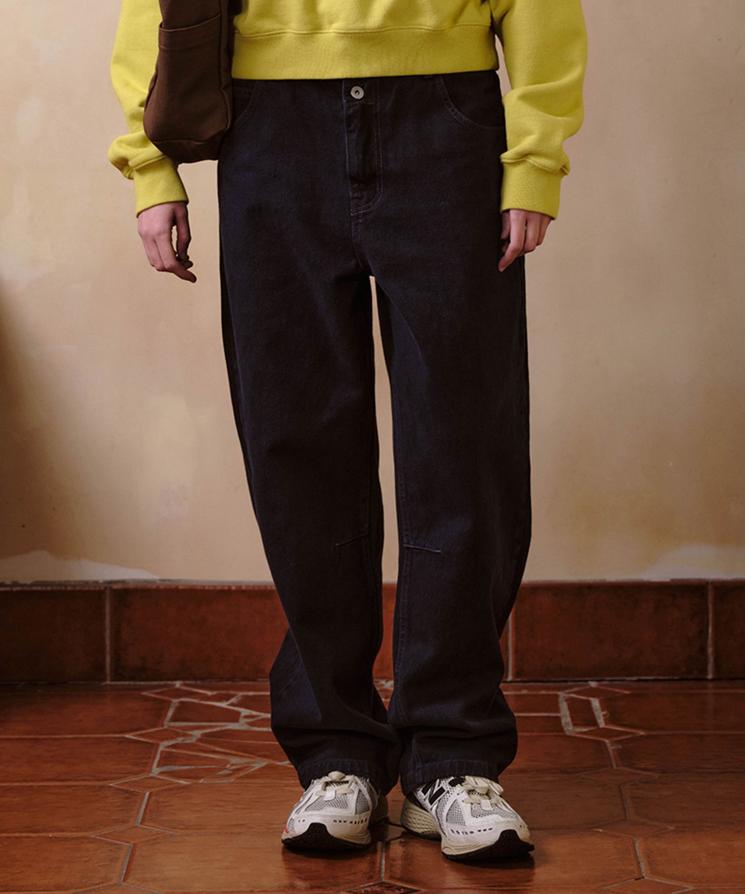 【HELLO SUNRISE】 Washed Two Button Denim Pants /追跡付 MUSINSA公式 | HELLO SUNRISE Washed Two Button Denim Pants_Navy