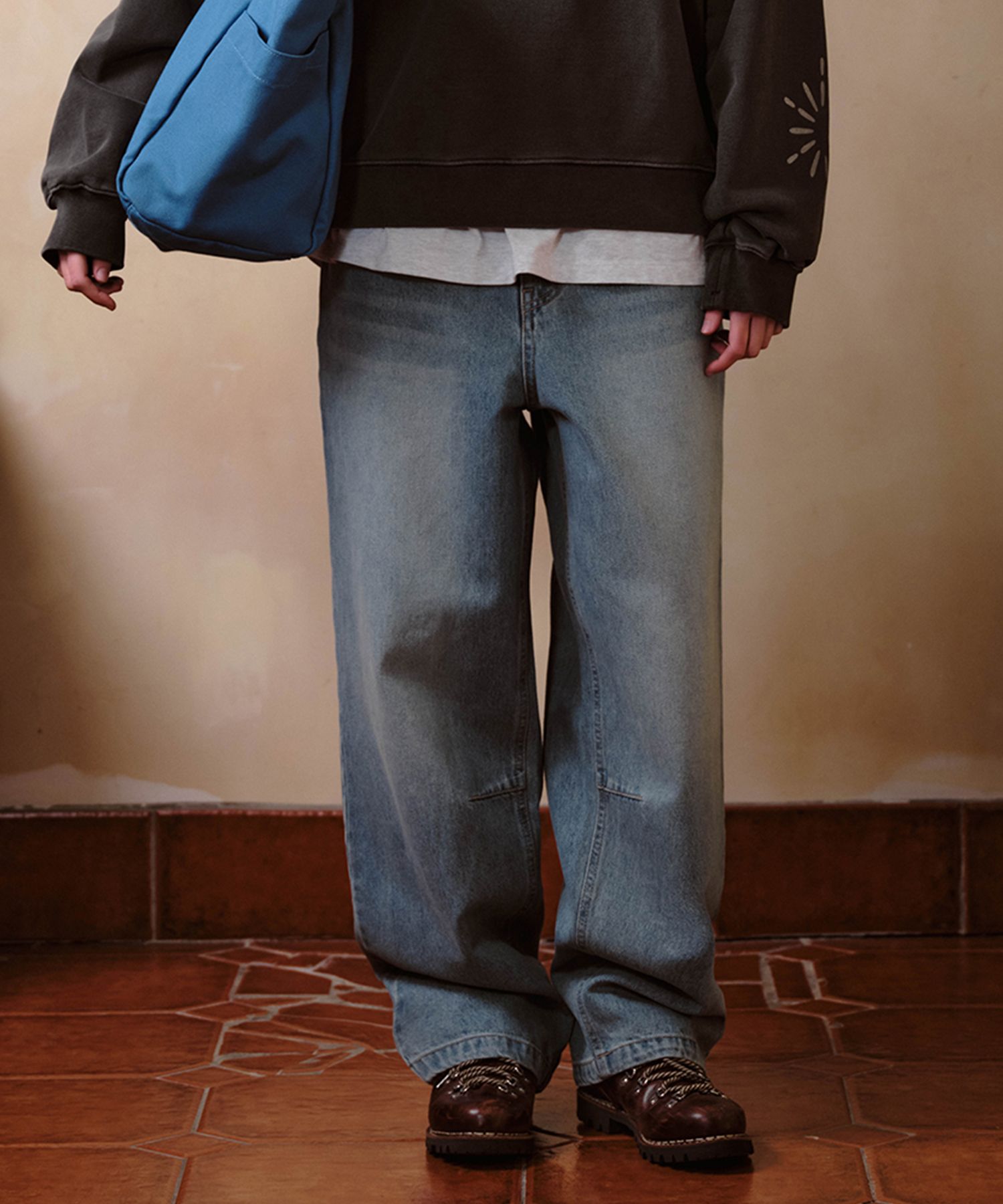 【HELLO SUNRISE】 Washed Two Button Denim Pants /追跡付 MUSINSA | HELLO SUNRISE Washed Two Button Denim Pants_Blue