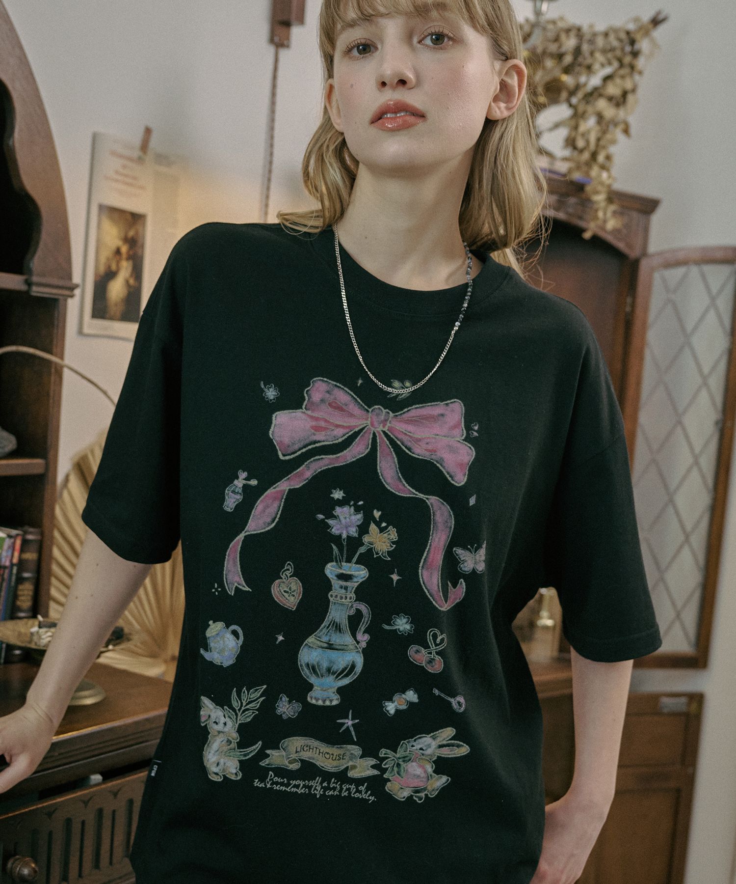 【CPGN STUDIO】DTP BABY FLOWERS Short Sleeve T-shirt MUSINSA公式 | CPGN STUDIO DTP Ribbon Flower Short Sleeve T