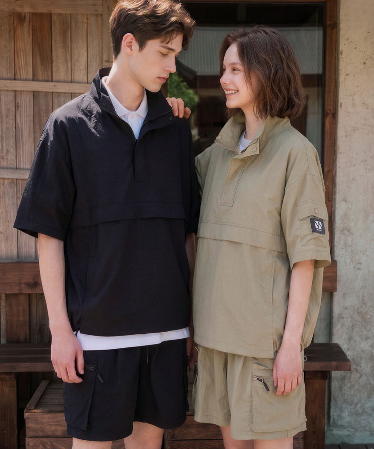 꼼소넛(COMSONNOT) Turtle Neck Anorak Half Set-Up(Black) CSOs-011 [Unisex]