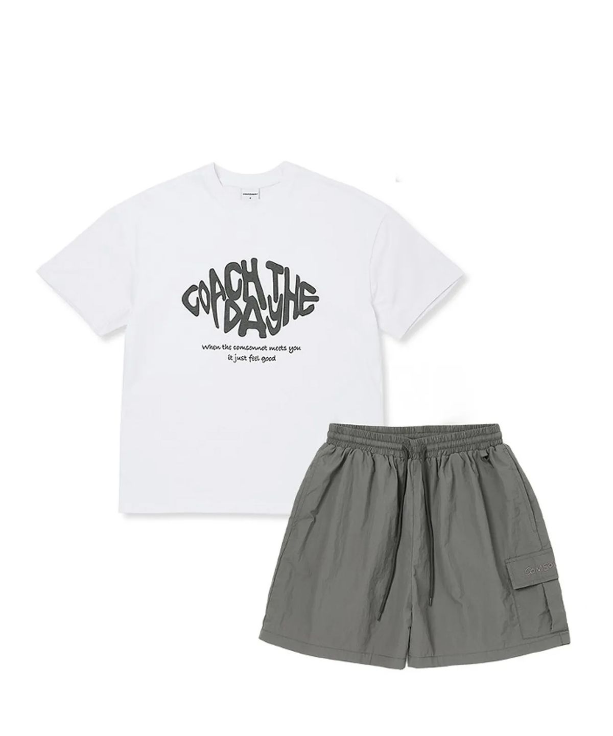 꼼소넛(COMSONNOT) Unbal Cargo Half Set-Up(Charcoal) CSOs-013 [Unisex]