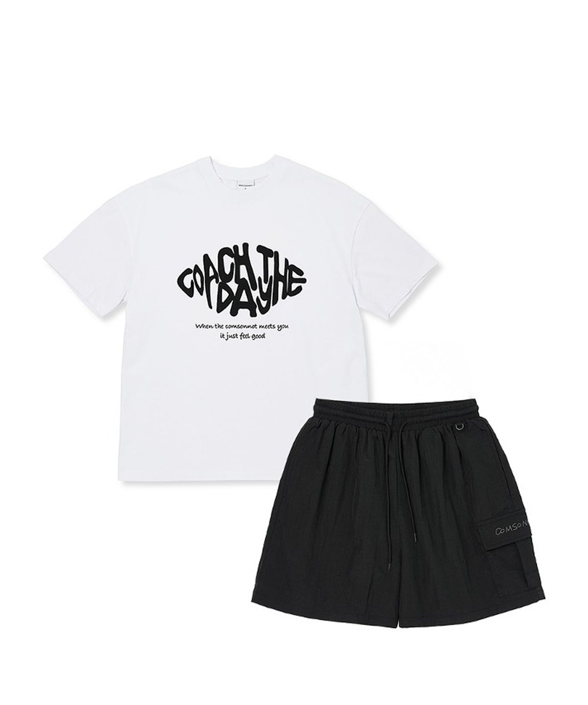 꼼소넛(COMSONNOT) Unbal Cargo Half Set-Up(Black) CSOs-013 [Unisex]