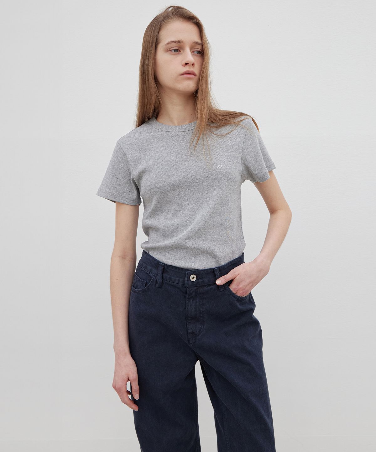 르바(LEVAR) De Base Cotton T-shirt - Melange Grey