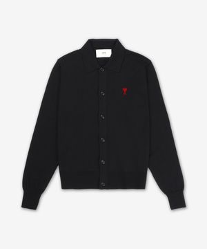 레드 하트로고 카라 가디건 - 블랙 / HKC211KN0025001