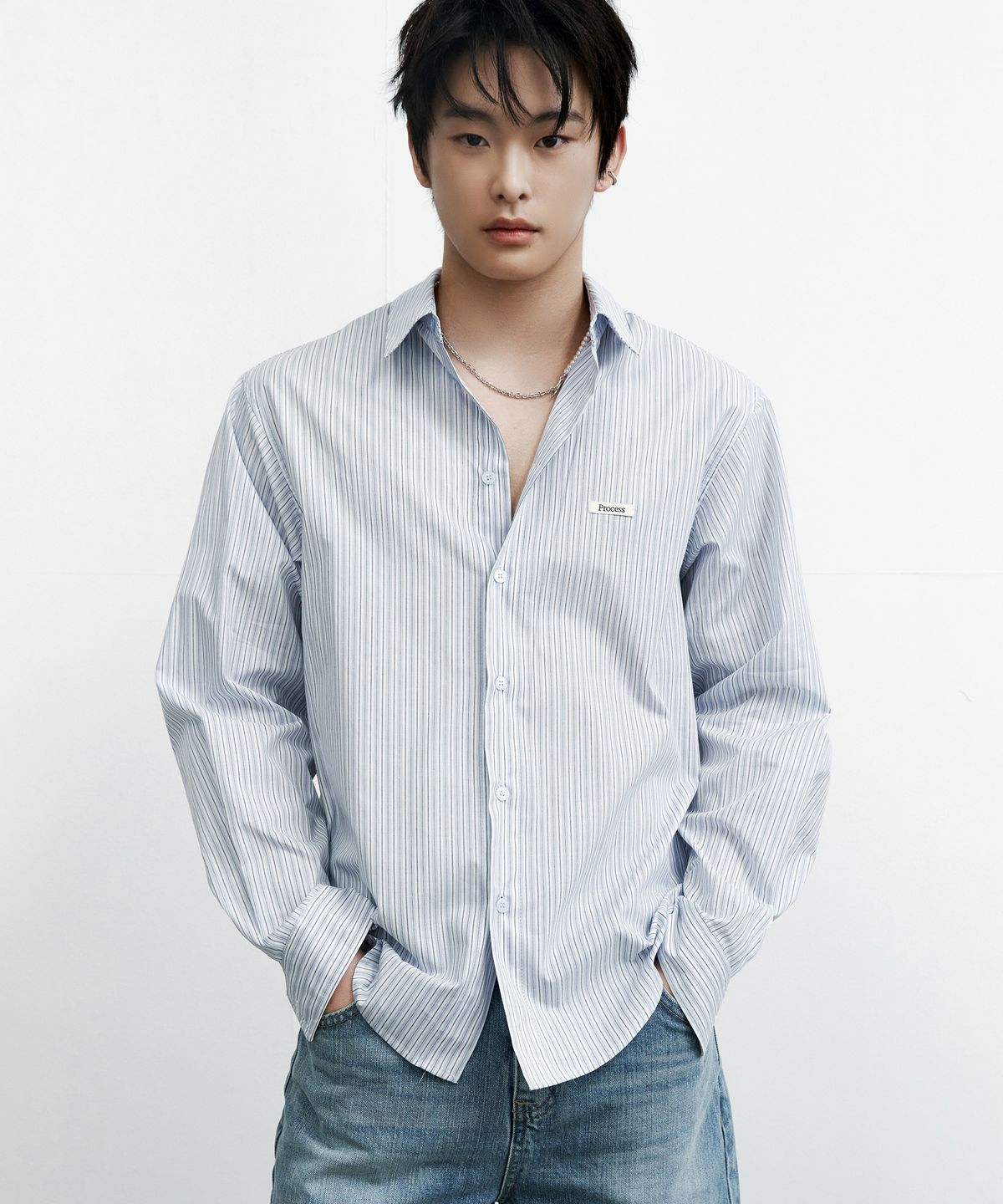 프로세스(PROCESS) Vintage Check Shirt - Sky Blue