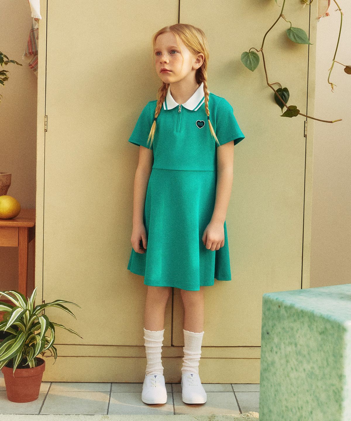 베네통키즈(BENETTONKIDS) 집업 피케 원피스_QAOP18531GN