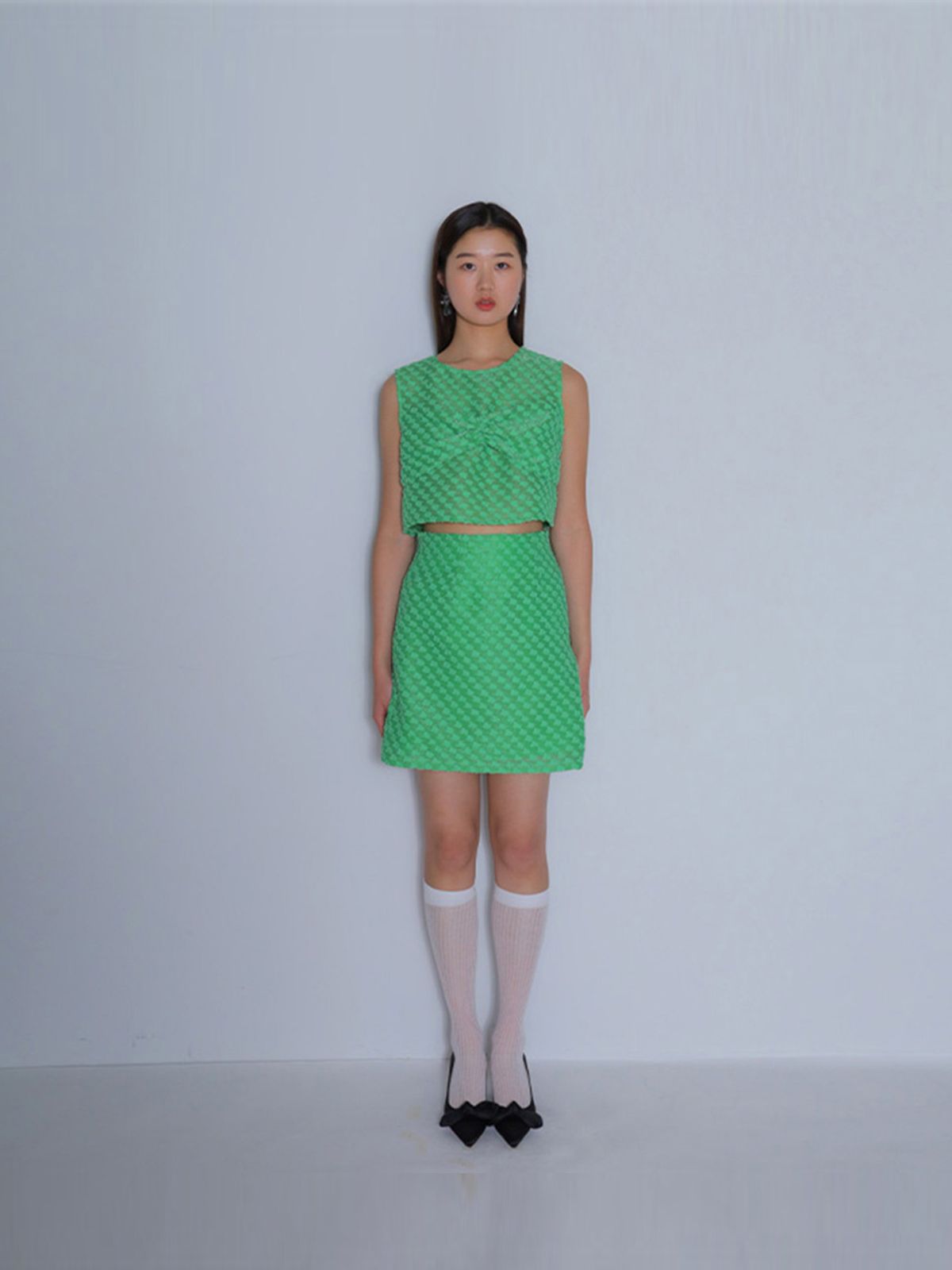 봄날 부티크(BOMNAL BOUTIQUE) 트위스트  스커트 _ 그린