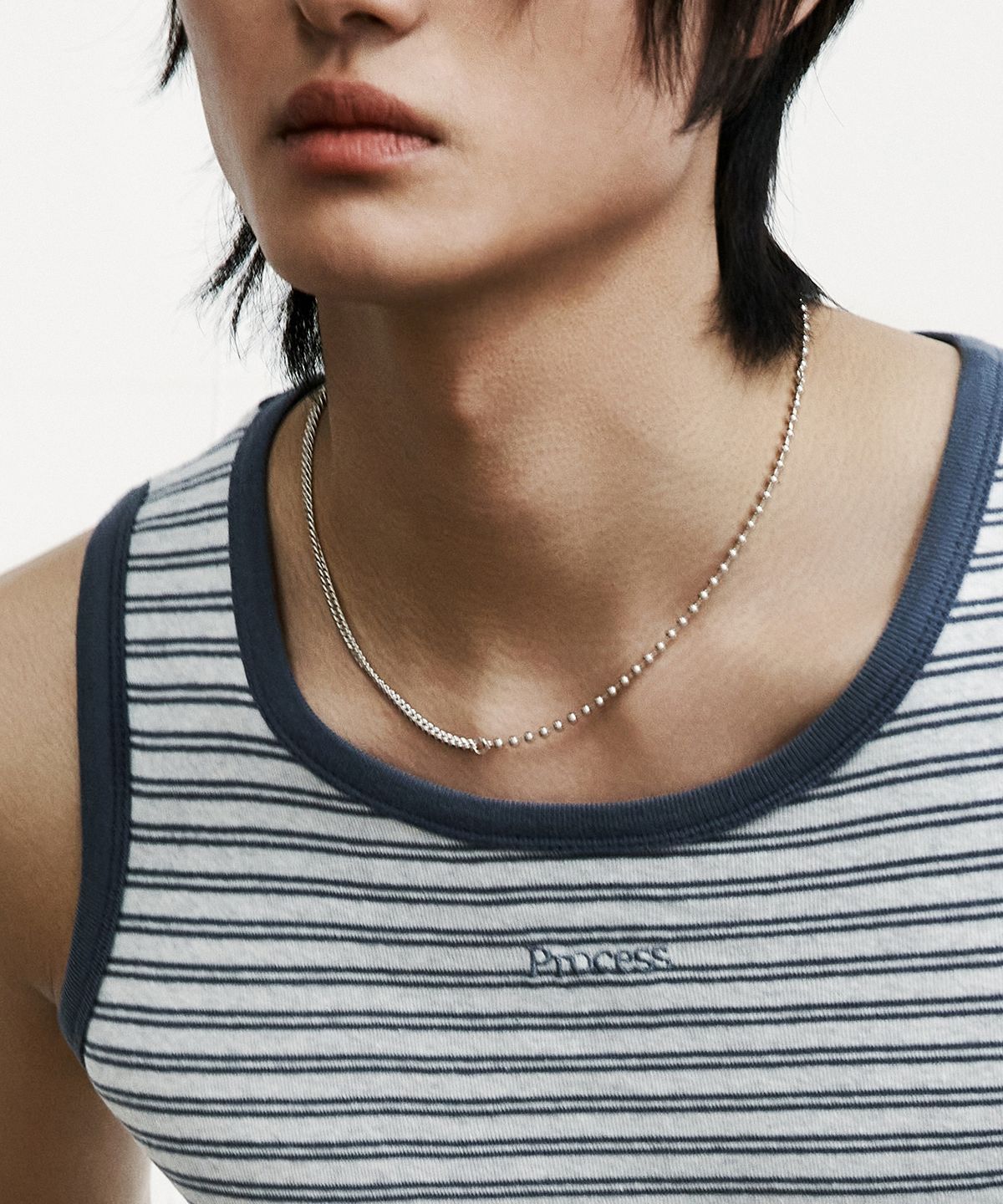 피알씨에스에스(PRCSS) Dual Chain Necklace - White