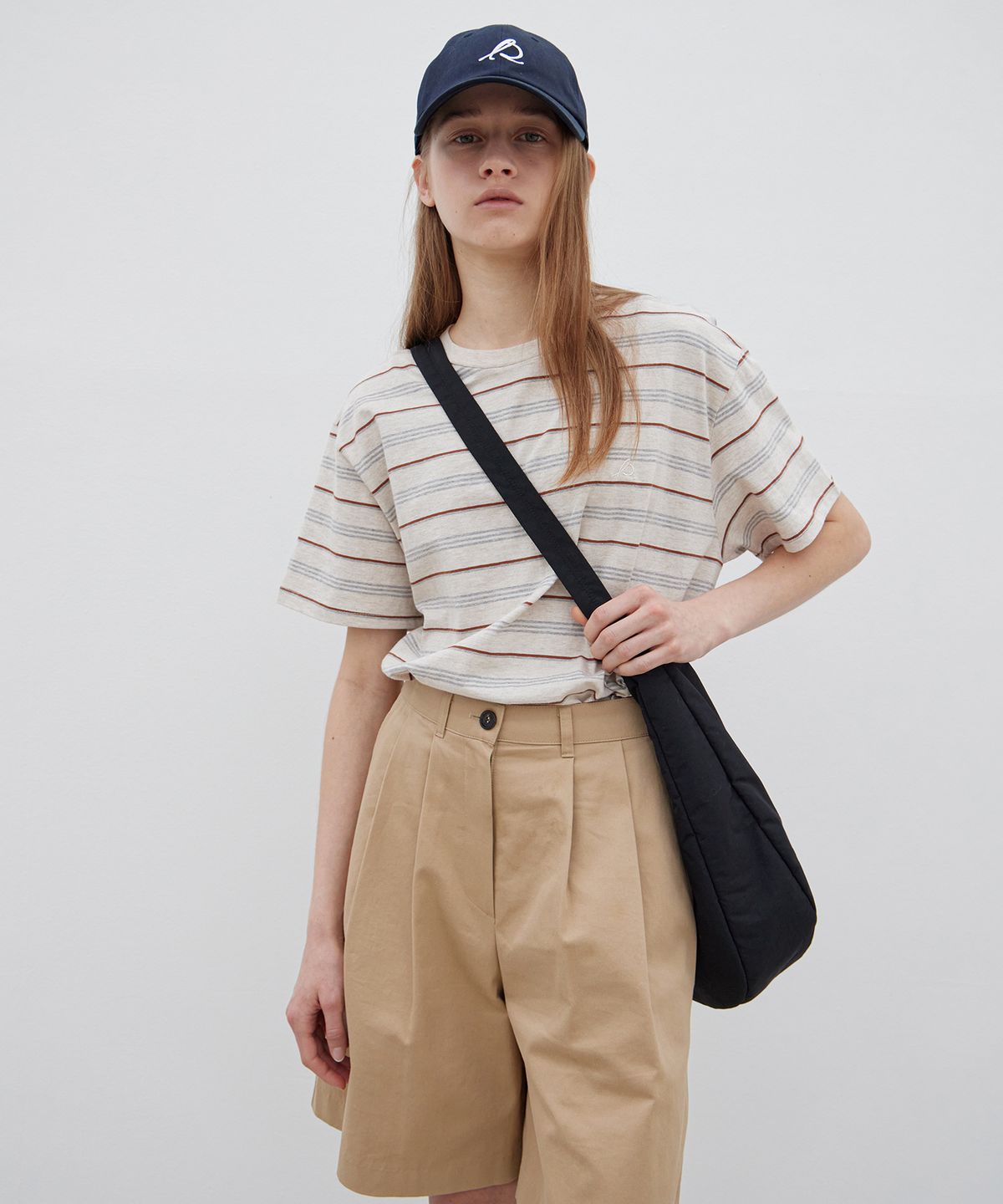르바(LEVAR) Bliss Stripe Cotton T-shirt - Multi Brown