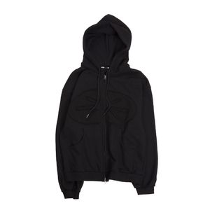 Logo Appliqué 2way Hoodie Zip Up Black