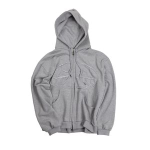 Logo Appliqué 2way Hoodie Zip Up Grey