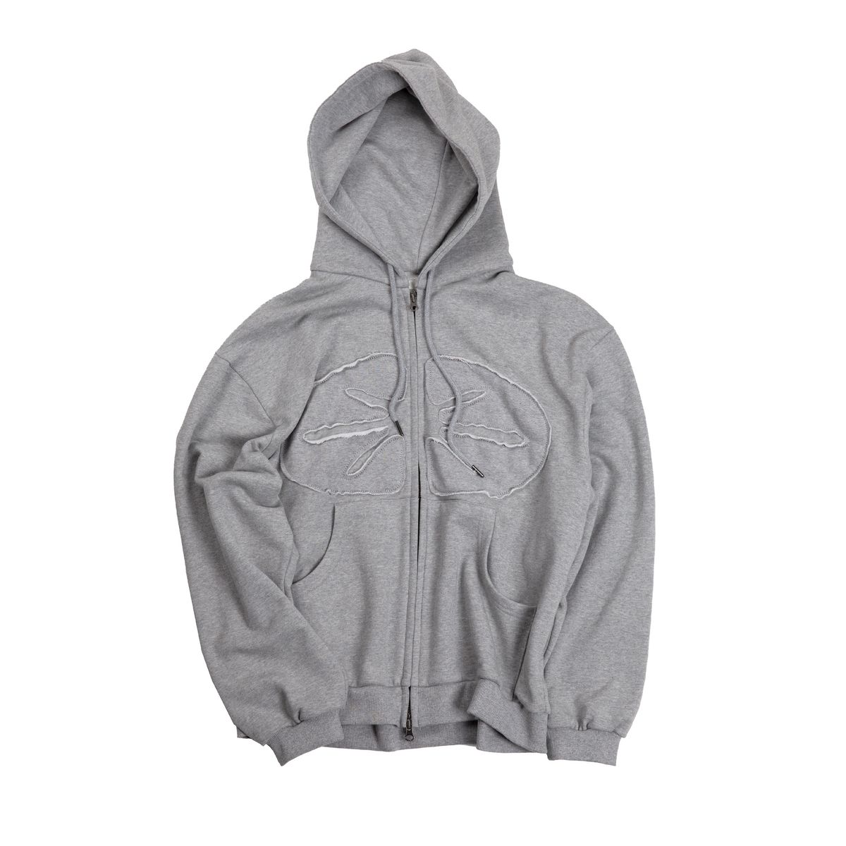 이알티알(ERTR) Logo Appliqué 2way Hoodie Zip Up Grey