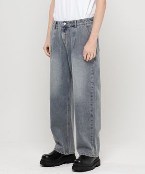논페이드 와이드 데님팬츠[미디엄 블루]