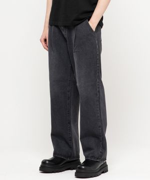 논페이드 와이드 데님팬츠[워시드 블랙]