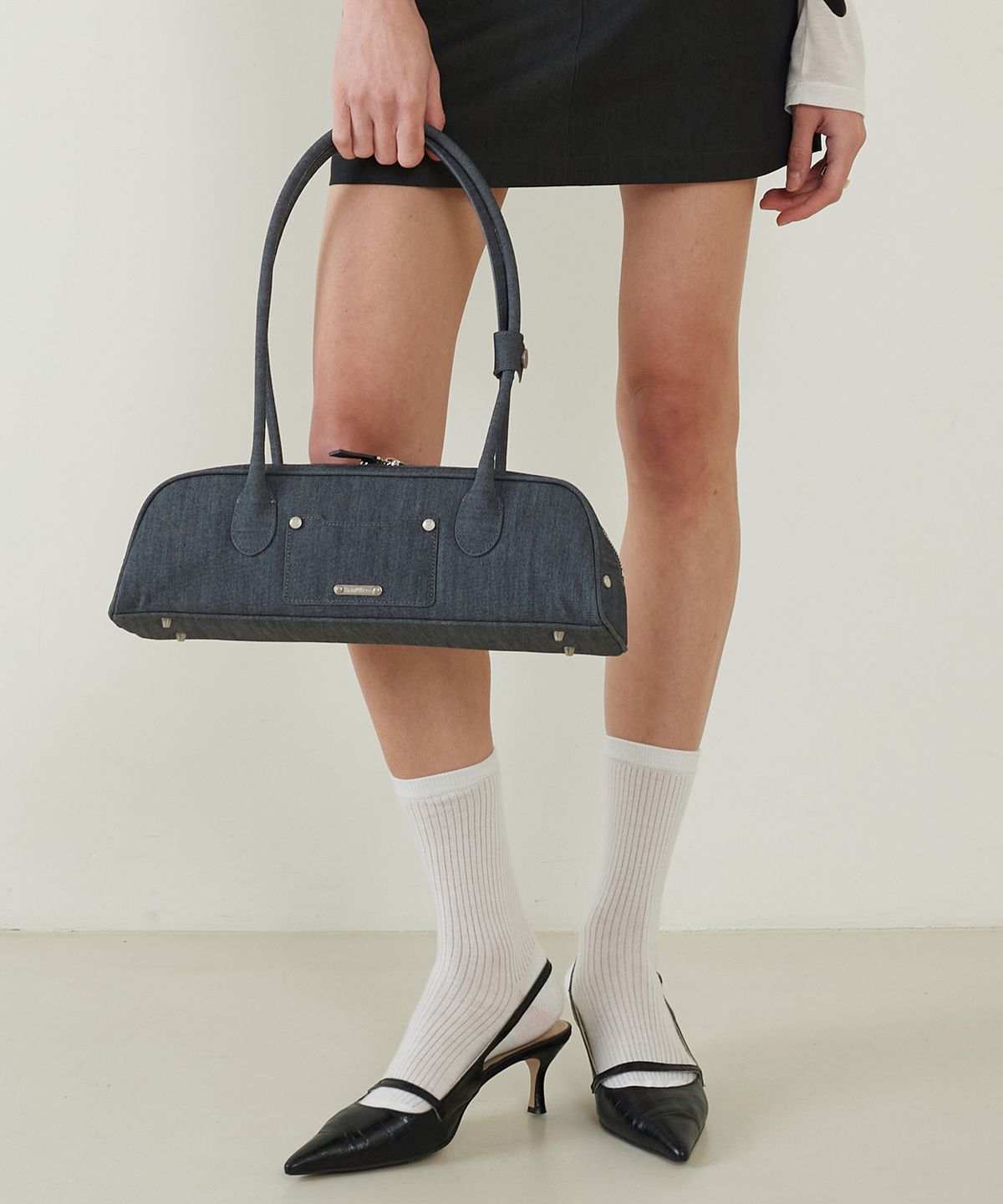 프롬웨얼(FROMWHERE) Denim Baguette Bag D/Blue