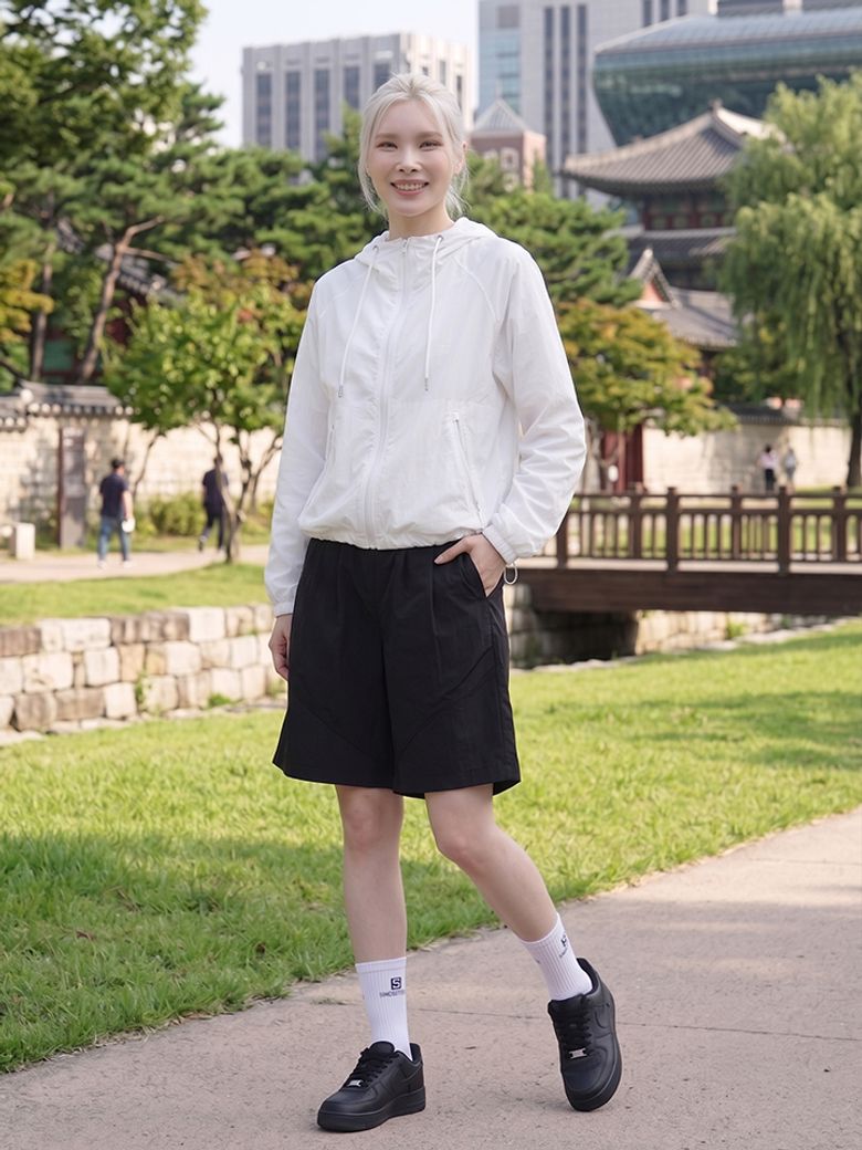 여성 더블셋업 투턱 와이드 숏팬츠_100(10520-137-451-41)