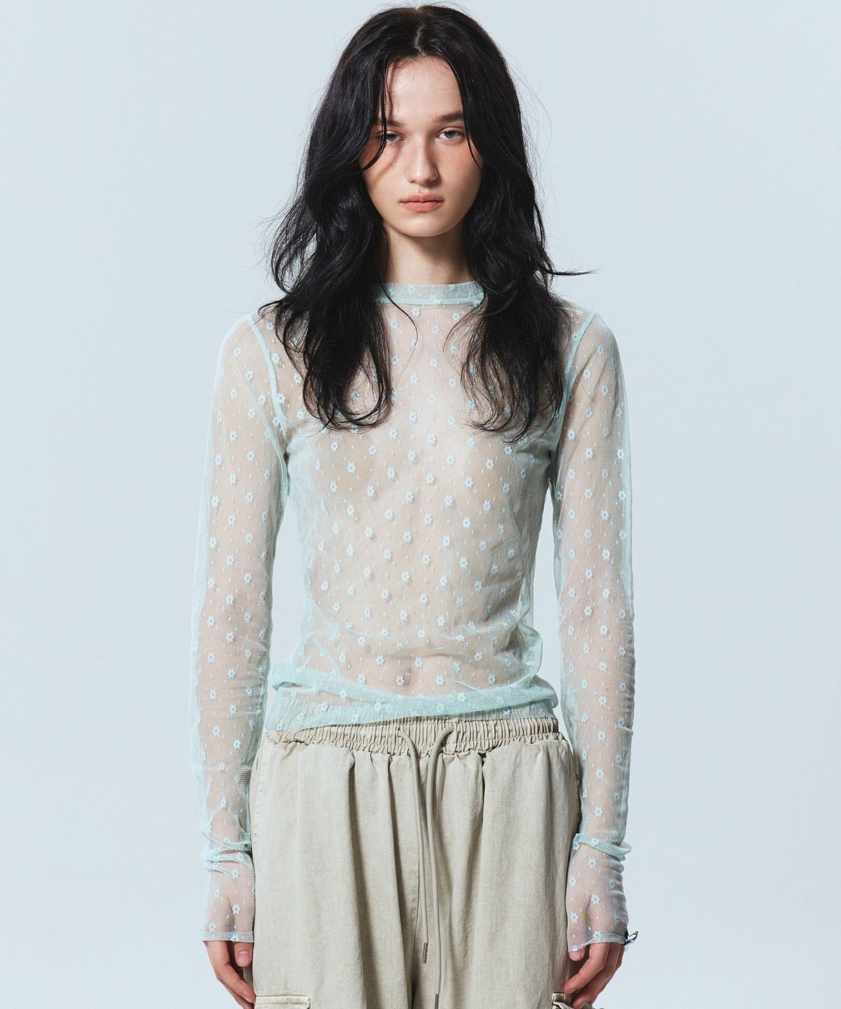 닉앤니콜(NICK&NICOLE) MASH FLOWER PATTERN TOP_MINT