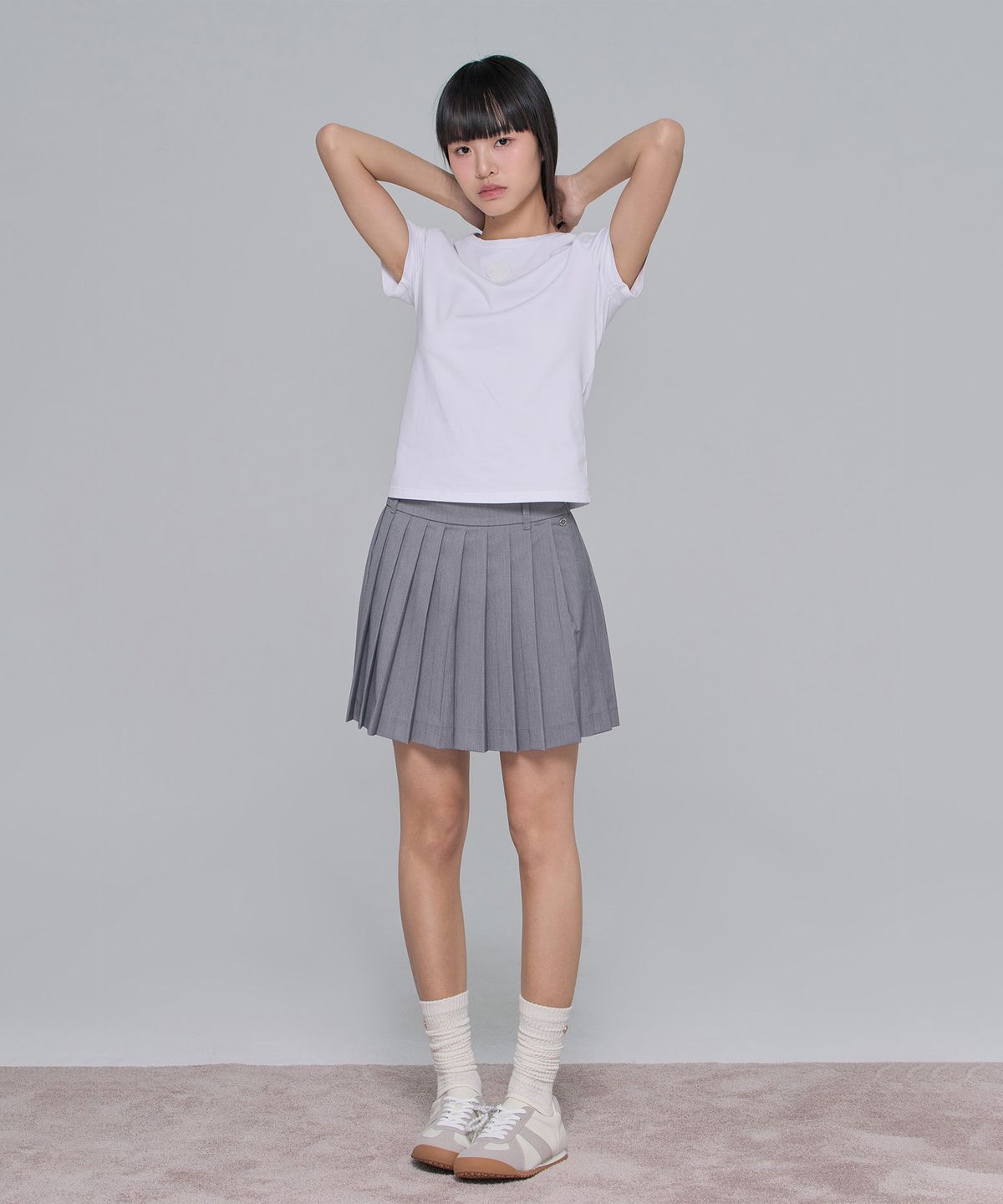 플레이부(PLAYBOO) [냉감] DENIM-LIKE SKIRT W/INNER PANTS_Light Grey