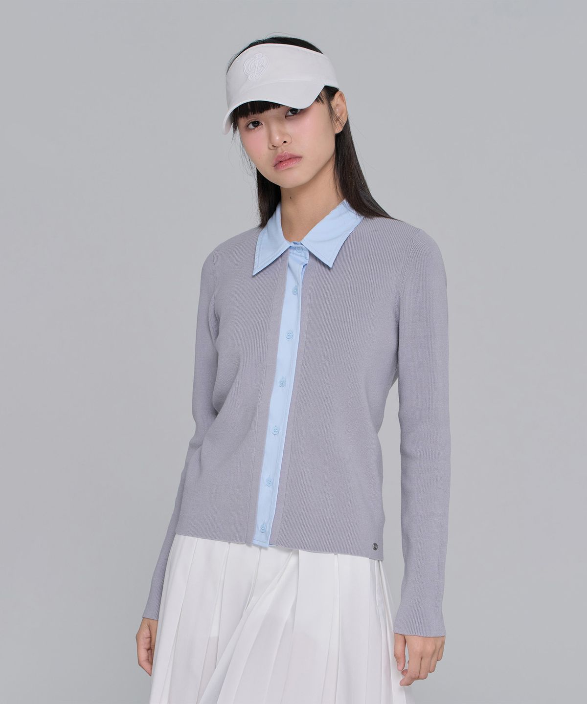 플레이부(PLAYBOO) LAYERED SHIRT-CARDIGAN_Mist Grey